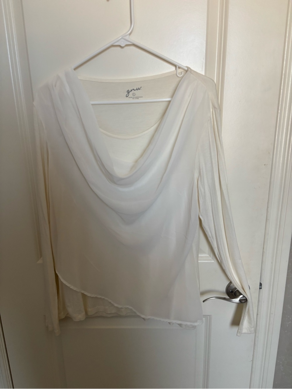 GNW Sheer Draped White Blouse